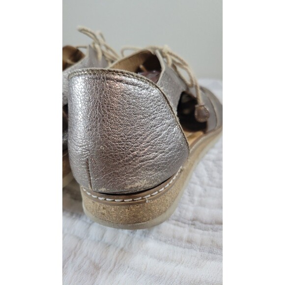 Pikolinos Metallic Leather Lace Up Sandals Size 41 Silver Gold Comfort Shoes - Picture 11 of 11